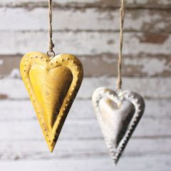 Metal Heart Ornament Set of 2