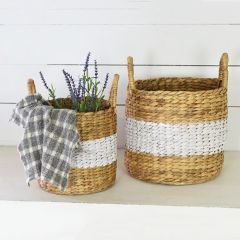Center Stripe Hyacinth Basket Set of 2