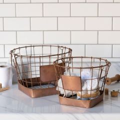 Round Metal Farmhouse Nesting Baskets Set of 2