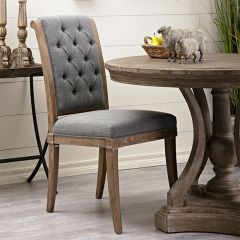 Linen and Wood Dining Chair