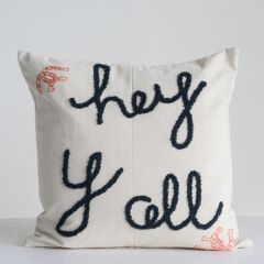 Hey Y'all Embroidered Throw Pillow
