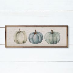 Three Pumpkins Blue Whitewash Wall Art