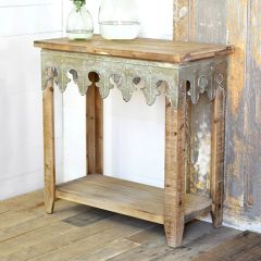 Wood Side Table With Metal Trim