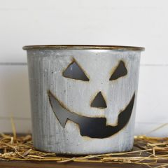 Decorative Tin Jack O Lantern Bucket