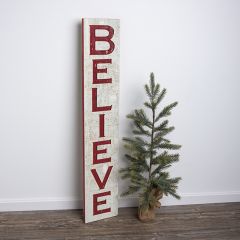 Carved Holiday Believe Sign