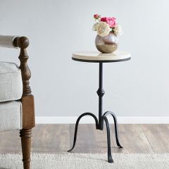 Marble Top Pedestal Accent Table