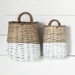 Whitewash Wall Basket Set of 2