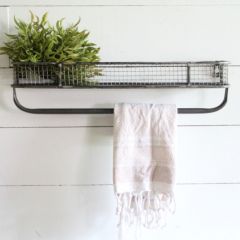 Farmhouse Metal Shelf With Towel Rack