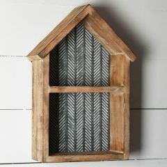Wood and Tin House Shaped Shadow Box