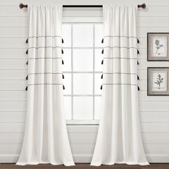 Stripe Woven Tassel Curtain Panel Set of 2