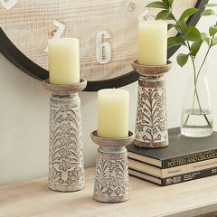 Floral Texture Candle Stands Set of 3