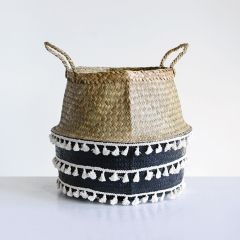 Macrame Tassel Seagrass Basket