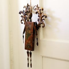 Rustic Metal Angel Bell Ornament
