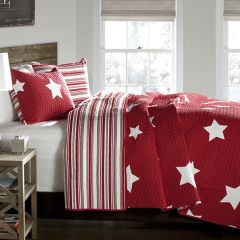 Twin Red Stars Quilt Set