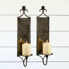 Antiqued Mirrored Wall Sconces Set of 2