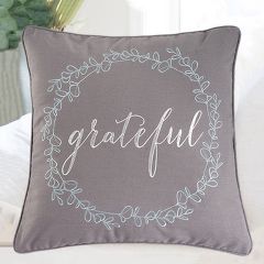 Square Grateful Wreath Accent Pillow
