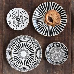 5 Inch Patterned Stoneware Plate Set of 4