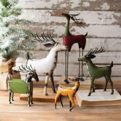 5 Piece Recycled Metal Deer Figurine Set