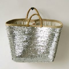Woven Seagrass Tote With Sequins