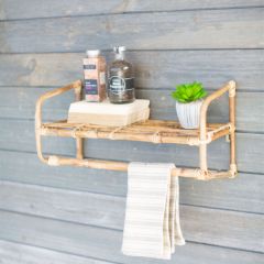 Bamboo Wall Shelf With Towel Bar