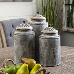 Rustic Metal Storage Canisters Set of 3