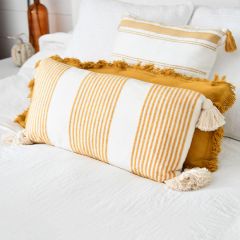 Striped Tasseled Lumbar Pillow