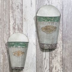 Rustic Bucket Style Hanging Planters Set of 2