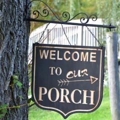 Welcome To Our Porch Hanging Farmhouse Sign