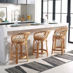 Cushioned Rattan Counter Stool