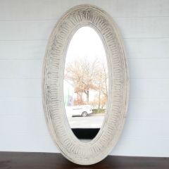 Embossed Metal Oval Wall Mirror