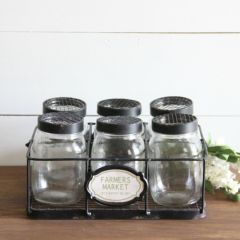 Canning Jars In Metal Caddy