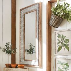 Wood and Corrugated Metal Framed Mirror
