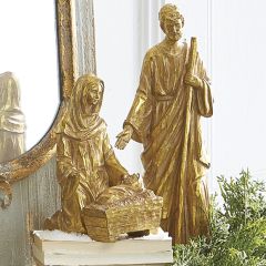 Gilded Holy Family Figures 3 Piece Set