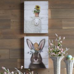 Whimsical Bunny And Sheep Wall Art Set of 2