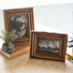 Rustic Recycled Wood Photo Frame Set of 2