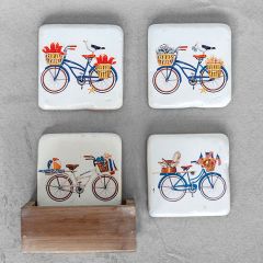 Bicycle Coasters In Wood Box