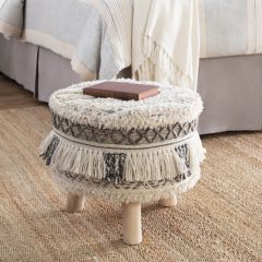 Textured With Tassels Footstool