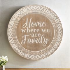 Home Where We Are Family Round Wood Tray