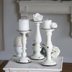 Vintage Inspired Metal Candle Stands Set of 3