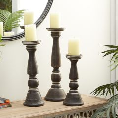 Weathered Wood Candle Stands Set of 3