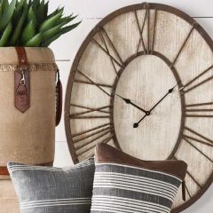 White Washed Oval Wall Clock