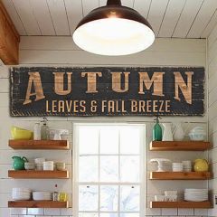 Autumn Leaves And Fall Breeze Carved Sign