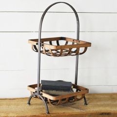 2 Tier Woven Basket Stand