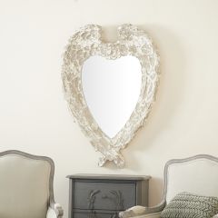 Oversized Distressed Heart Shaped Wall Mirror