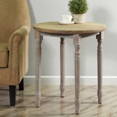 Rustic Farmhouse Round Side Table Smoky