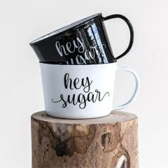 Hey Sugar Enameled Coffee Cup Set of 2