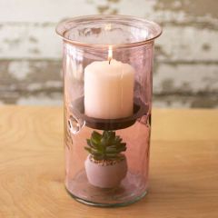Mini Candle Hurricane With Rustic Insert