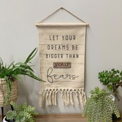 Inspirational Hanging Canvas Sign Fears