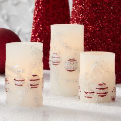 LED Holiday Pillar Candles Set of 3