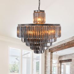 6-Tier Distressed Crystal Chandelier